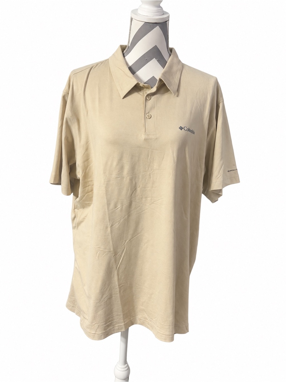 Columbia Men’s Khaki Short-Sleeve Polo Shirt Size XL Retail $50.00
